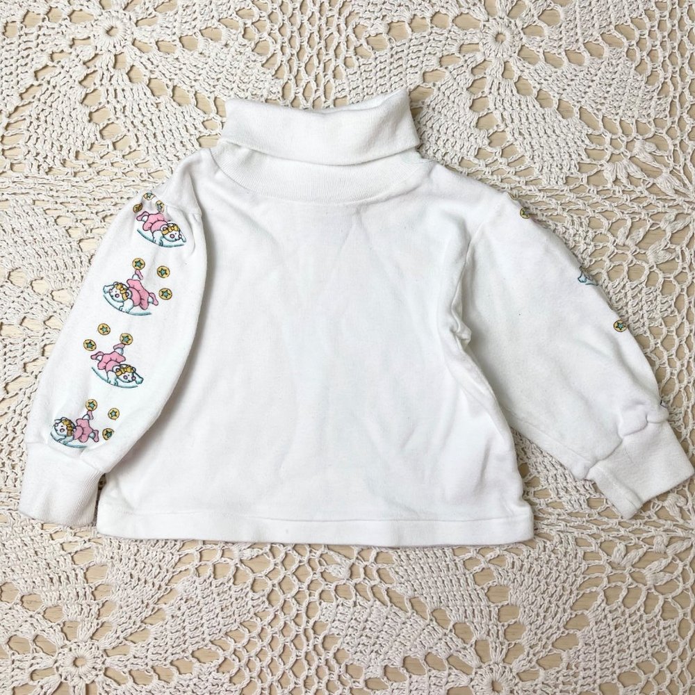 Vintage 1980s Broadway Kids Baby Girl 12 Months Dancing Bears Turtleneck Shirt